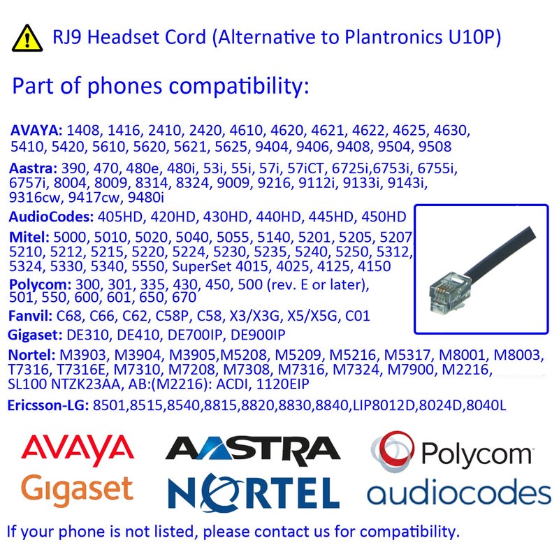MKJ RJ9 Telephone Headset with Microphone, Noise Canceling Wired Headphone for Call Center Office, Clear Audio, Work for Avaya 1408, Aastra 6753i Polycom VVX410 - Image 5